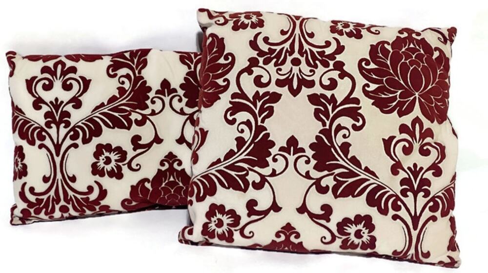 Creative Home Accent Decor Pillow Red White Tapestry Lot of Two